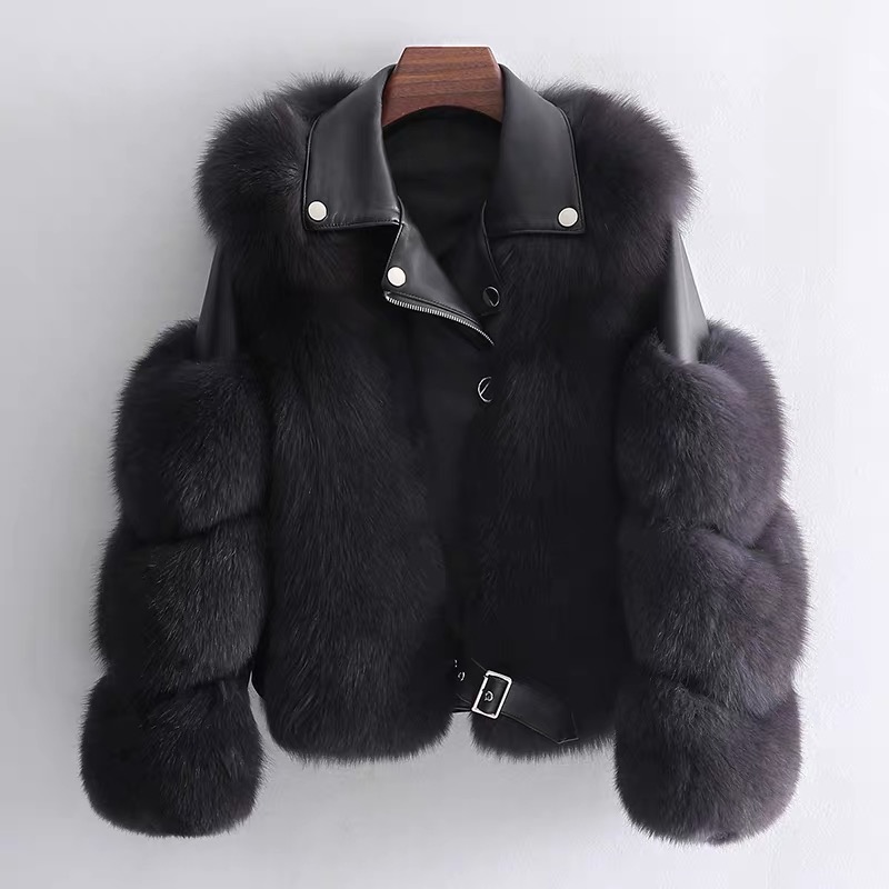 Winter Fashion Animal Fur Coat Warm Plus Size Customize Women Winter Coat  Fluffy Fox Fur Coat Women