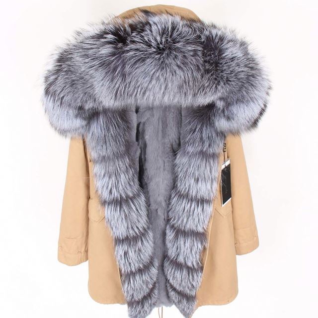 2021 Winter Women Classic Comfortable Fur Coat Rabbit Fur Lining Detachable And Frontier Real Fox Fu