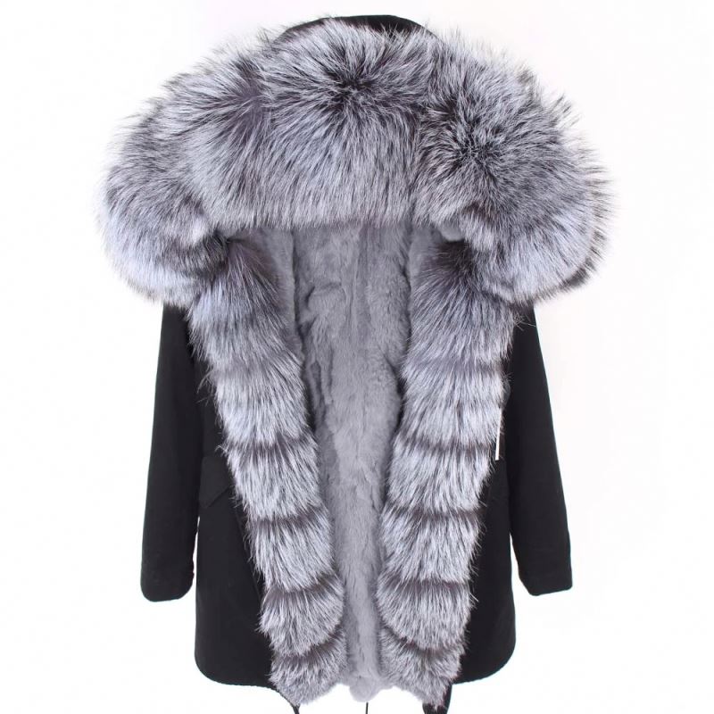 2021 Winter Women Classic Comfortable Fur Coat Rabbit Fur Lining Detachable And Frontier Real Fox Fu