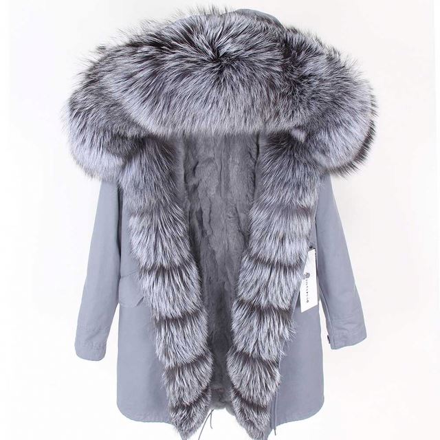 2021 Winter Women Classic Comfortable Fur Coat Rabbit Fur Lining Detachable And Frontier Real Fox Fu