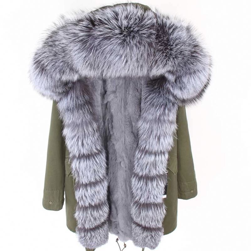 2021 Winter Women Classic Comfortable Fur Coat Rabbit Fur Lining Detachable And Frontier Real Fox Fu
