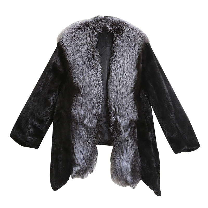 Winter Women fox Fur Big Collar mink Fur Coat Outerwear mink Fur Jackets and Coat for Women
