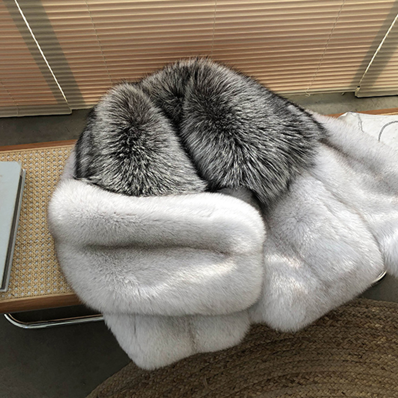 New y2k style whole skin real fox fur coat for women winter warm gorgeous natural fox fur collar sho