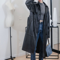 Wholesale Elegant Women Genuine Leather Fancy Real Sheepskin Leather Coat For Ladies Sexy Long Jacke