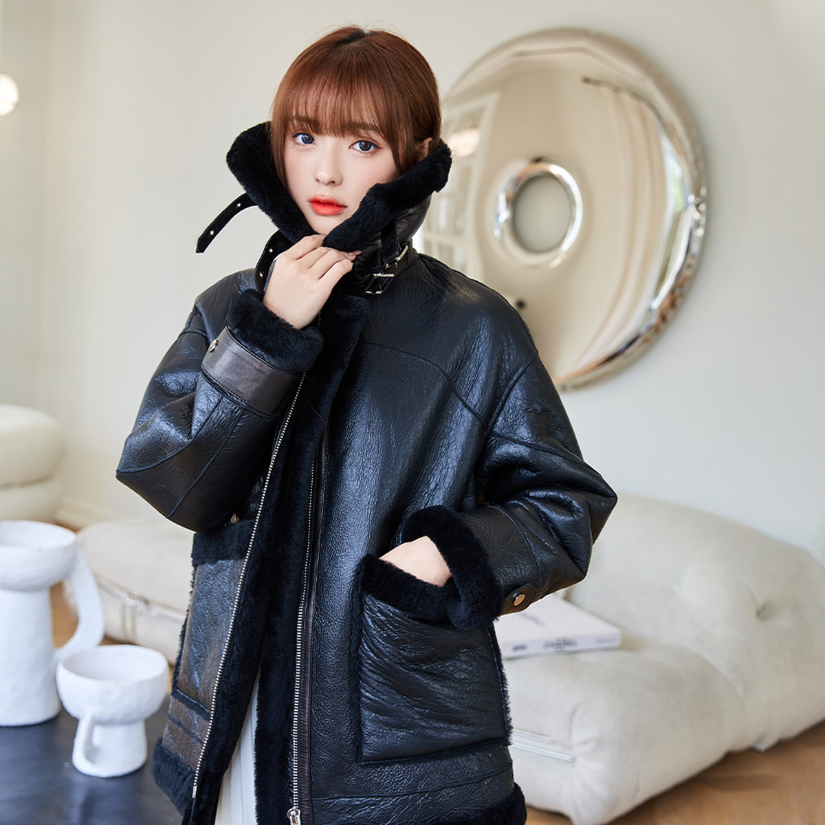 Fashion Long Fur Leather Women Custom Coat Winter Clothes Man