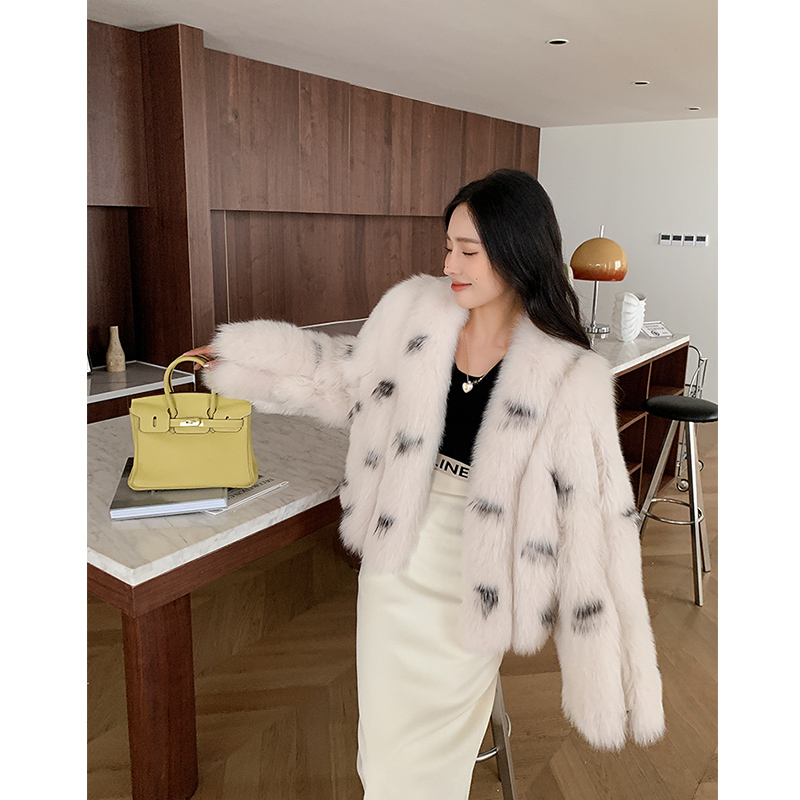 Rich Women's Genuine Real Fox Fur Coat 2023 Snow Winter Lady Thckier Warm Long Sleeve Gorgeous Fur O