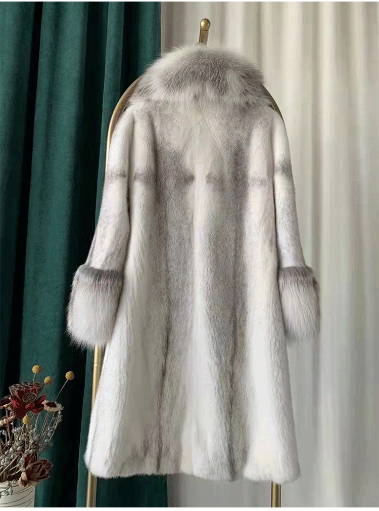 TMW luxury clothing winter ladies rich wear real trim fur mink skin customized long coat women anima