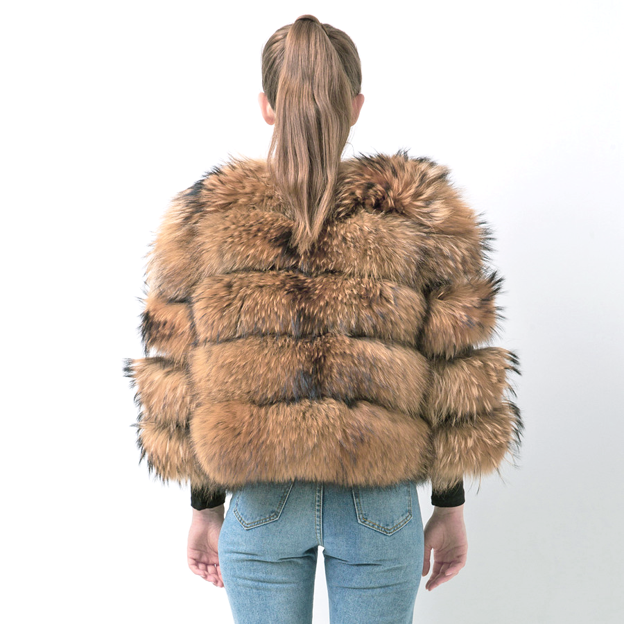 QIUCHEN- QC19102  real fox fur coat women plus size winter thick genuine raccoon fur jacket short fu