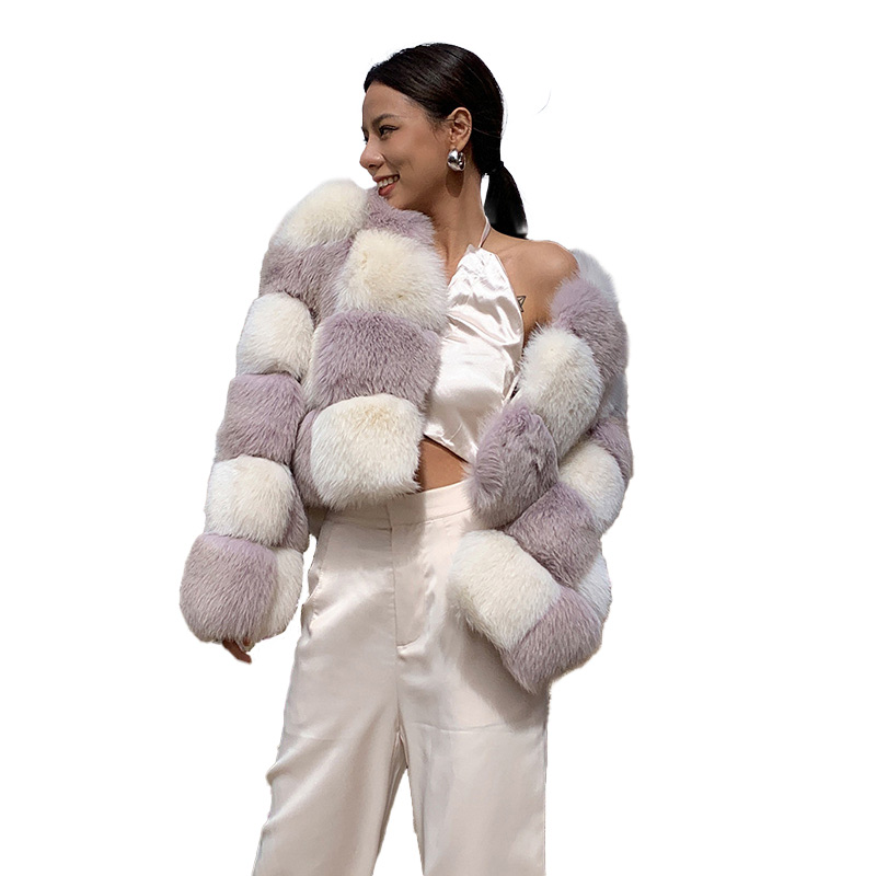 Fashion Trend Winter Warm Fluffy Jacket Real Crop Fox Fur Coat Women