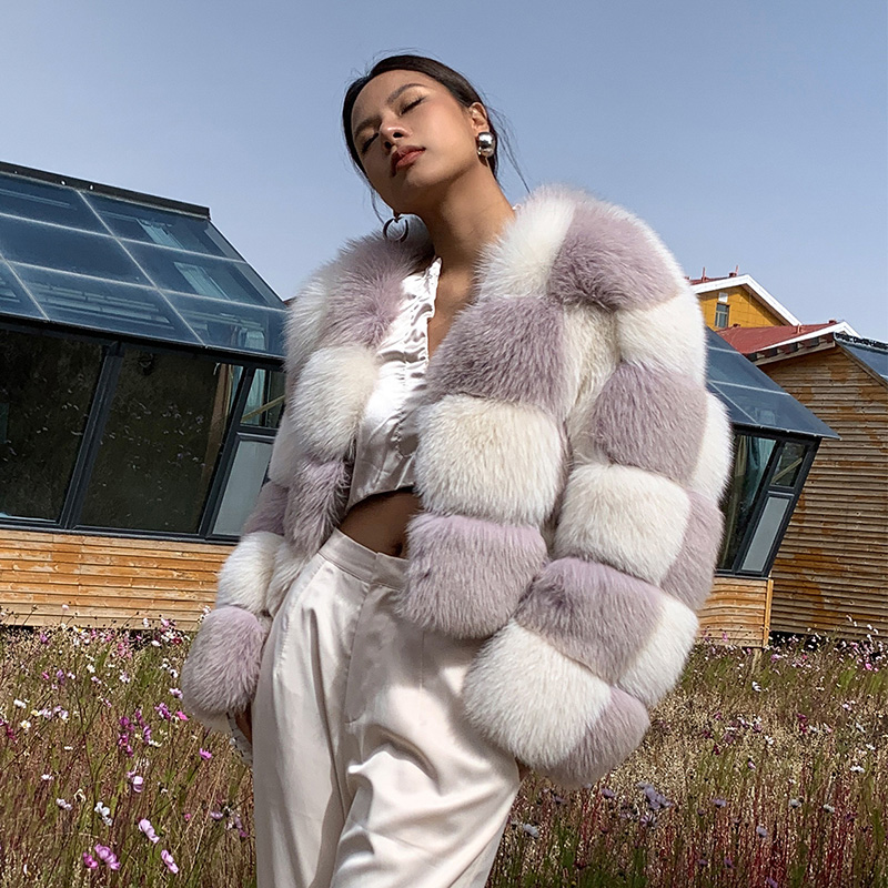 Fashion Trend Winter Warm Fluffy Jacket Real Crop Fox Fur Coat Women