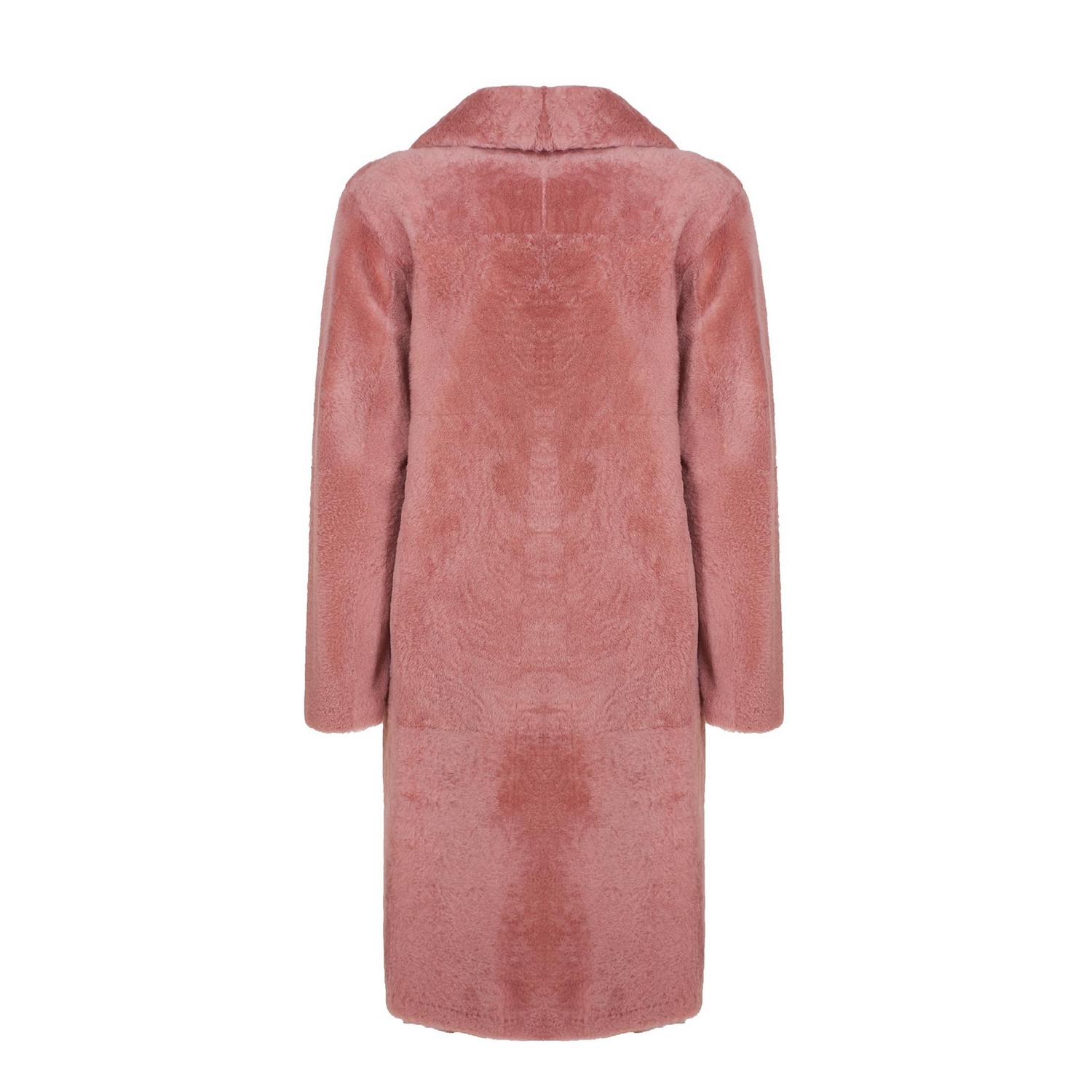 Luxury made in Italy genuine leather double-breasted reversible pink shearling coat with lapel colla
