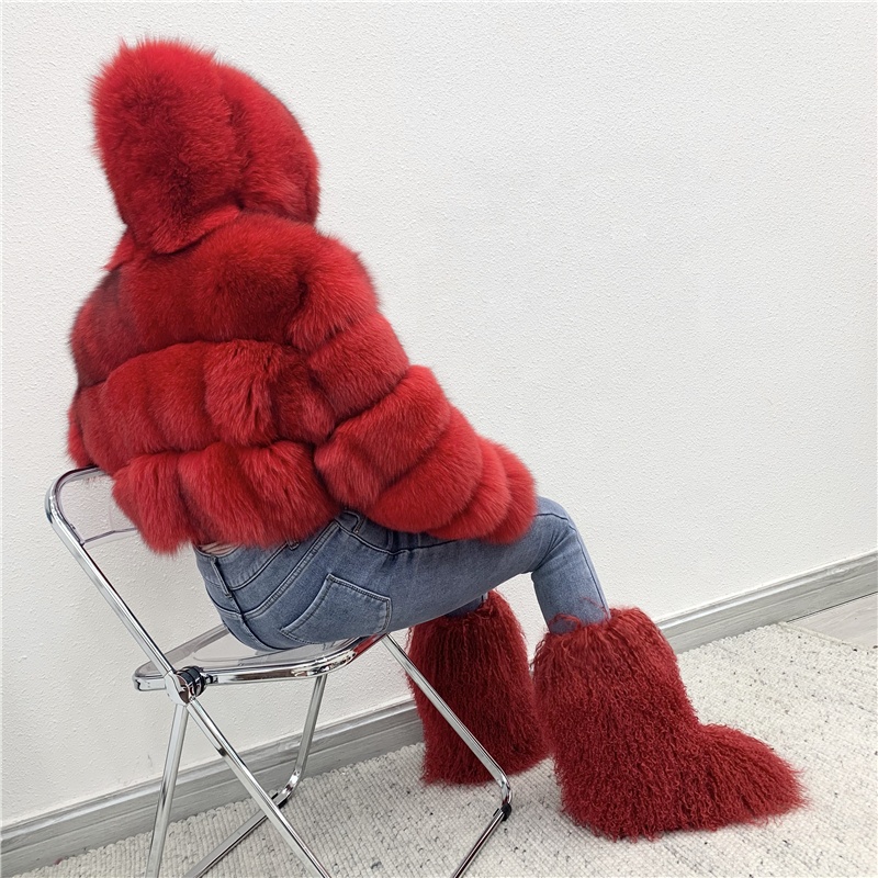 2021 new winter warm clothes ladies real fur oversize hoodie jacket fox fur coat for women
