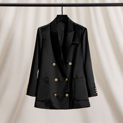 Jindou Satin Double Breasted Ladies Suits Office Wear Brown Oversized Ladies Jackets Blazers