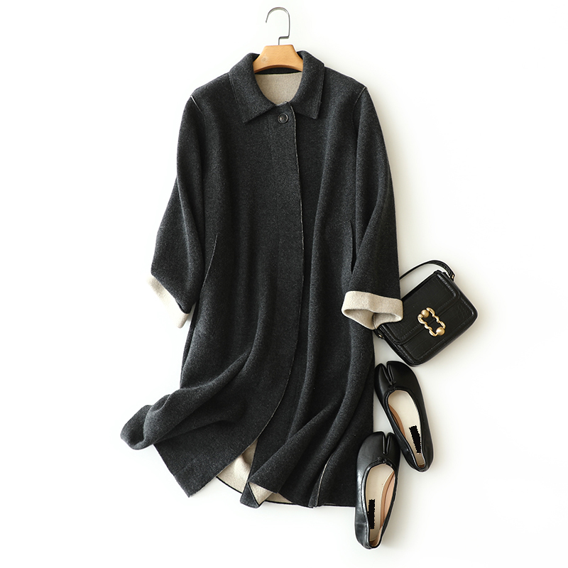 Cardigans Black Lelelei Mongolian Cashmere Women's Coat 100% Long Womens Cashmere Cardigan women