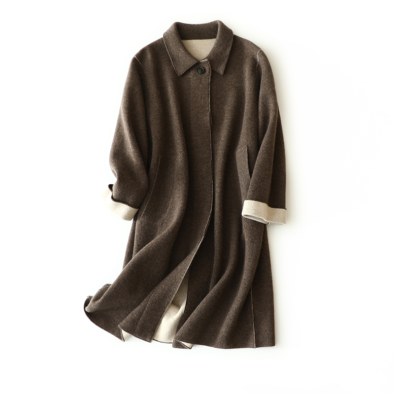 Cardigans Black Lelelei Mongolian Cashmere Women's Coat 100% Long Womens Cashmere Cardigan women