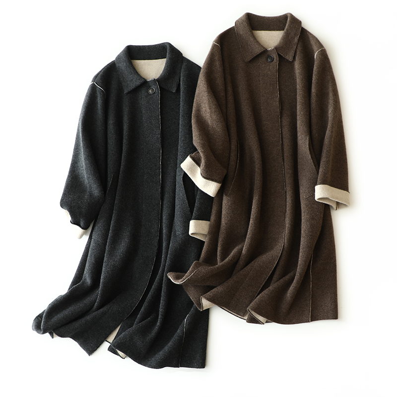 Cardigans Black Lelelei Mongolian Cashmere Women's Coat 100% Long Womens Cashmere Cardigan women