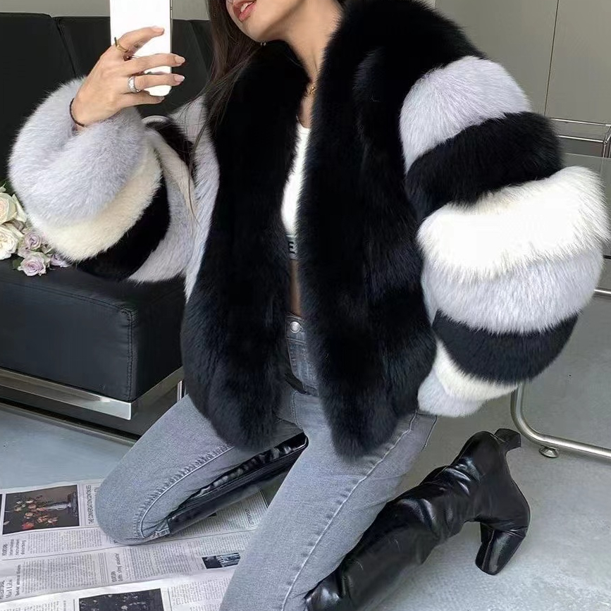 New High Quality Fluffy Fox Fur Coat Pretty Women's Fashion Real Fur Jacket