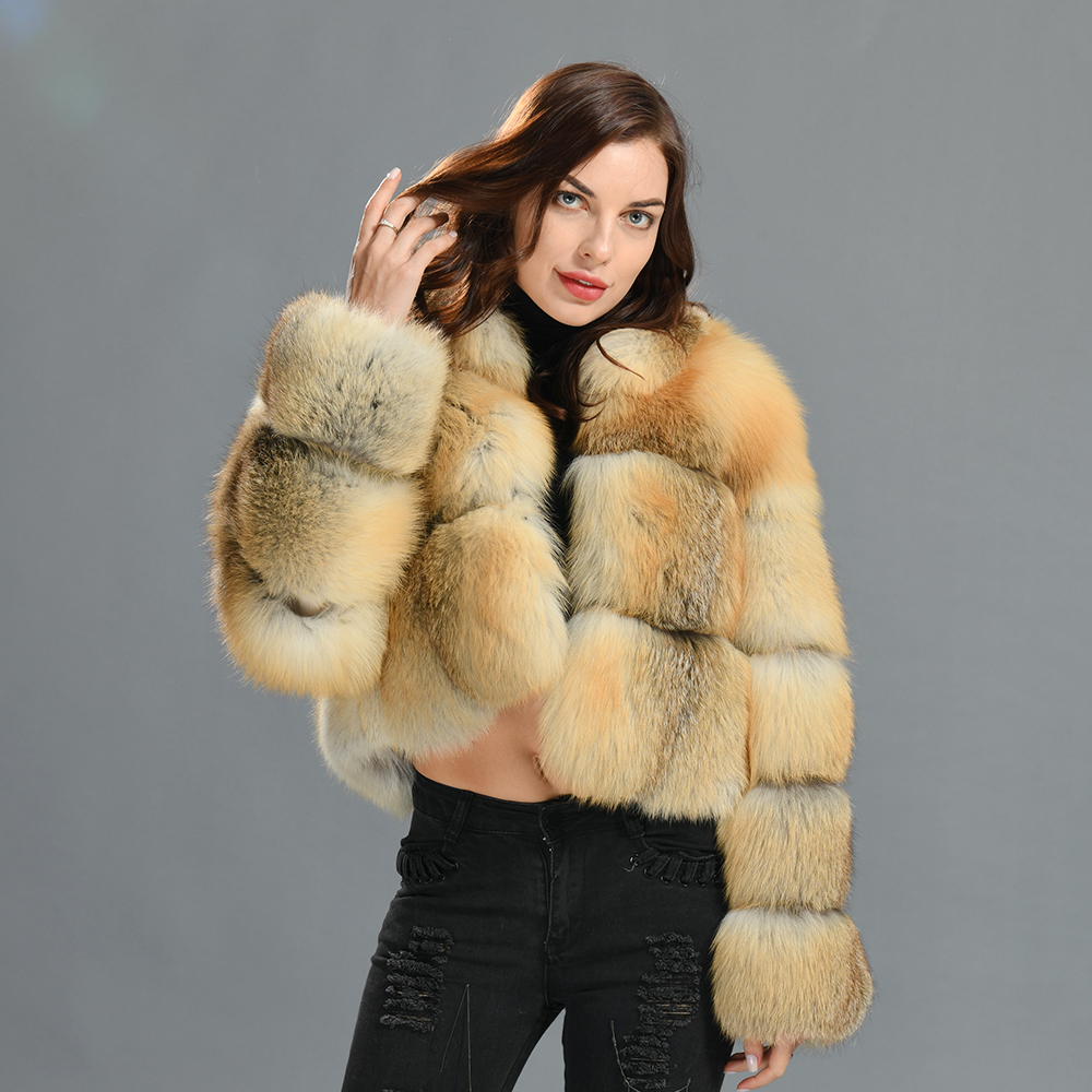 Wholesale New Styles Elegant Ladies Fluffy Genuine Fox Fur Jacket Winter Fashion Women Real Fur Coat