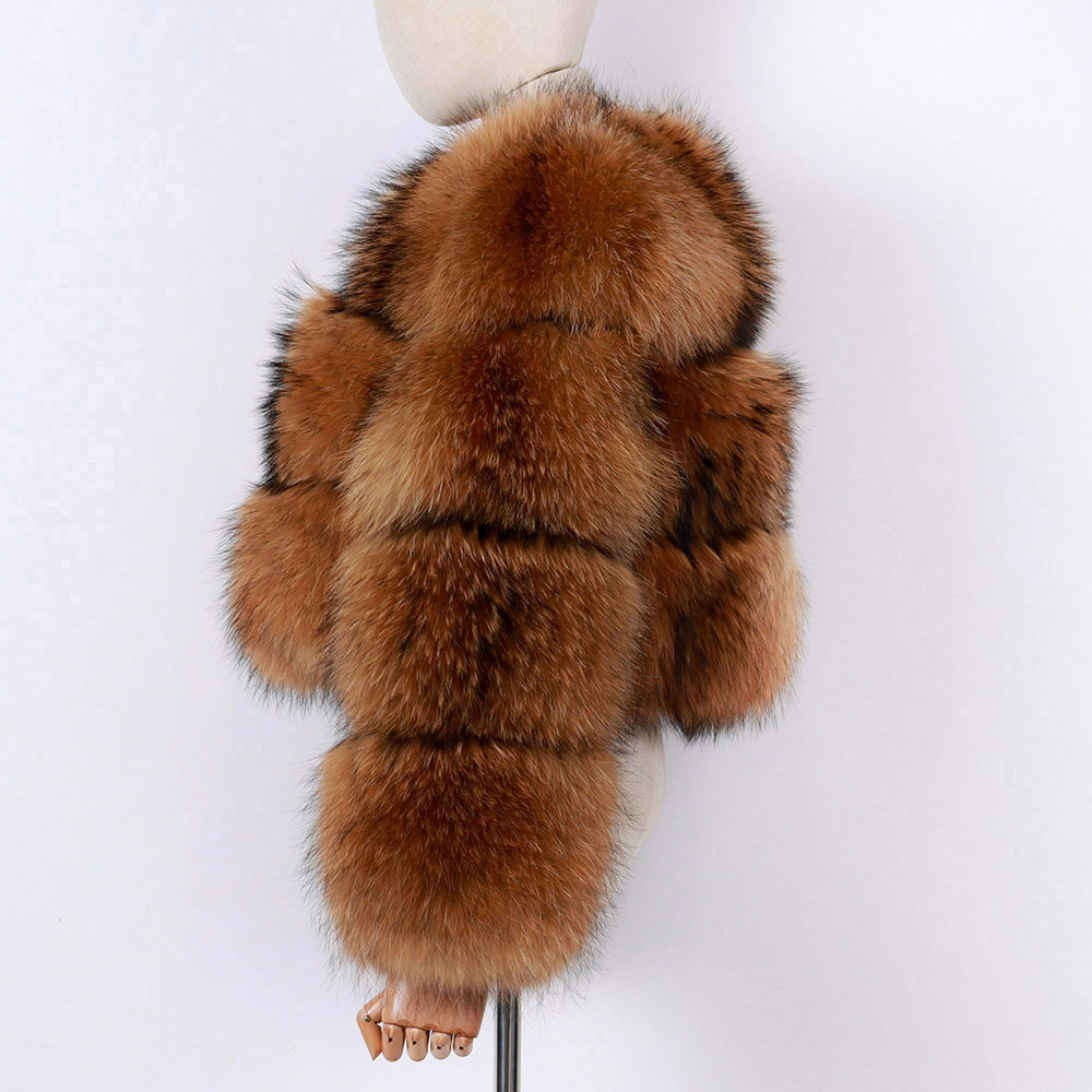 Winter Warm Thick Raccoon Fur Coat Women Real Fox Fur Coat For Ladies
