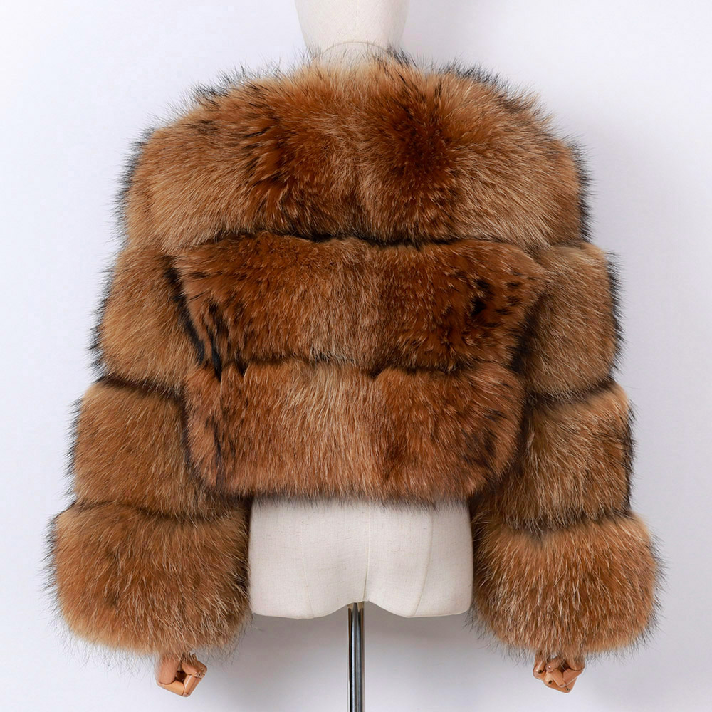 Winter Warm Thick Raccoon Fur Coat Women Real Fox Fur Coat For Ladies