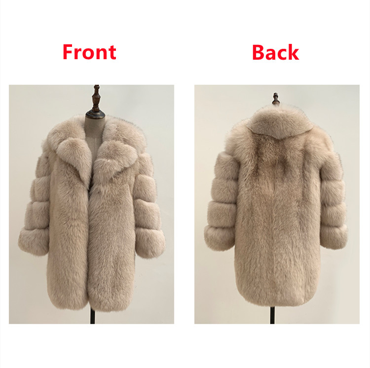 New Style Real Fur Coat Female Winter Warm Long Outerwear Fur Coat 100% Natural Fox Fur Woman's Coat