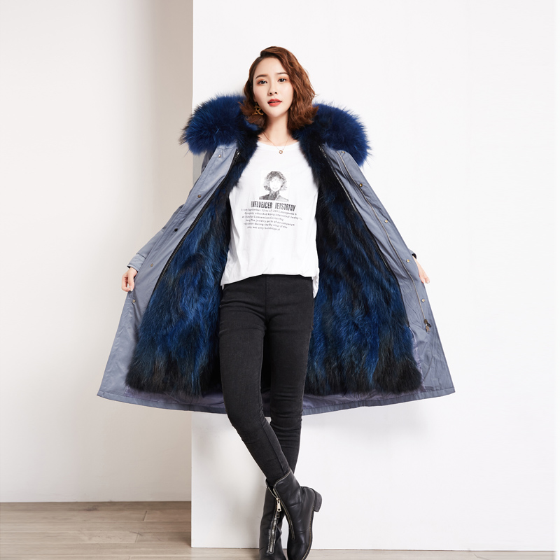 MWFur Real Fox Fur Men's Parkas Fox Fur Collar Hooded Detachable Winter Coat Woman Parka Jacket Para