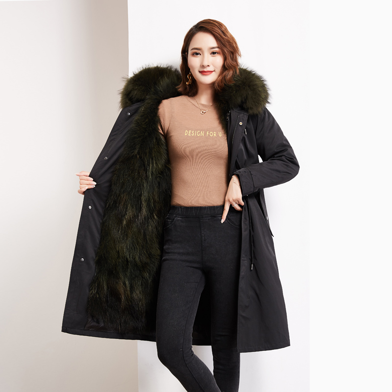MWFur Real Fox Fur Men's Parkas Fox Fur Collar Hooded Detachable Winter Coat Woman Parka Jacket Para