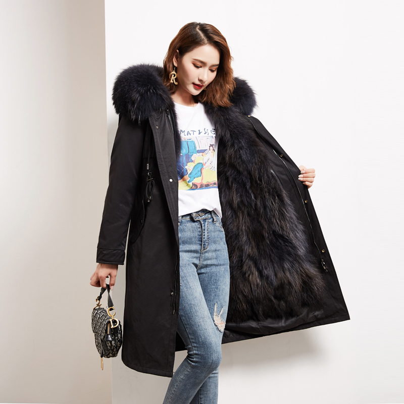 MWFur Real Fox Fur Men's Parkas Fox Fur Collar Hooded Detachable Winter Coat Woman Parka Jacket Para