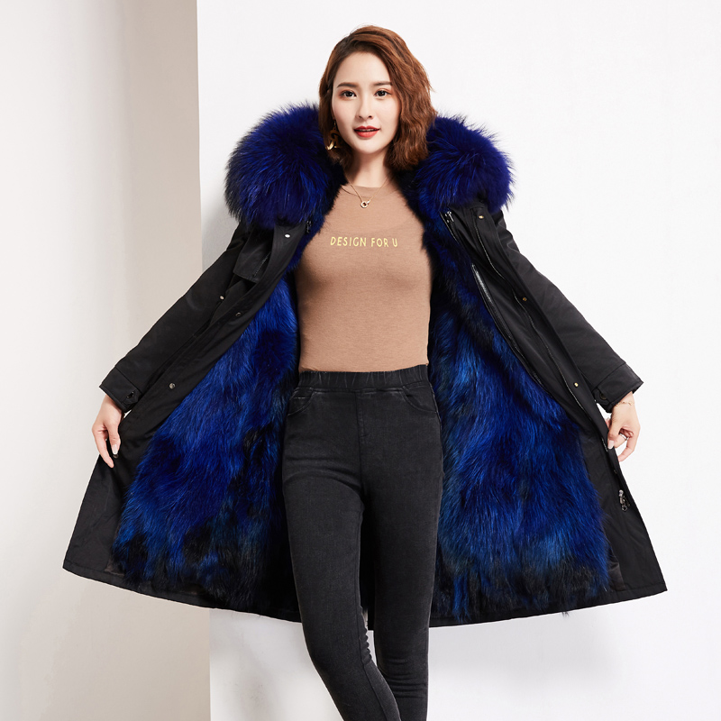 MWFur Real Fox Fur Men's Parkas Fox Fur Collar Hooded Detachable Winter Coat Woman Parka Jacket Para
