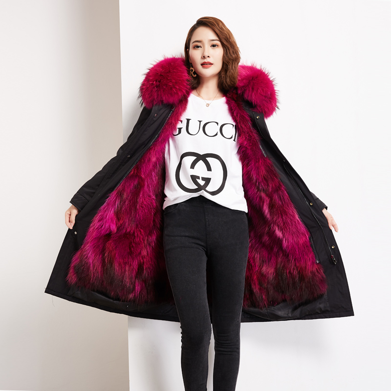 MWFur Real Fox Fur Men's Parkas Fox Fur Collar Hooded Detachable Winter Coat Woman Parka Jacket Para