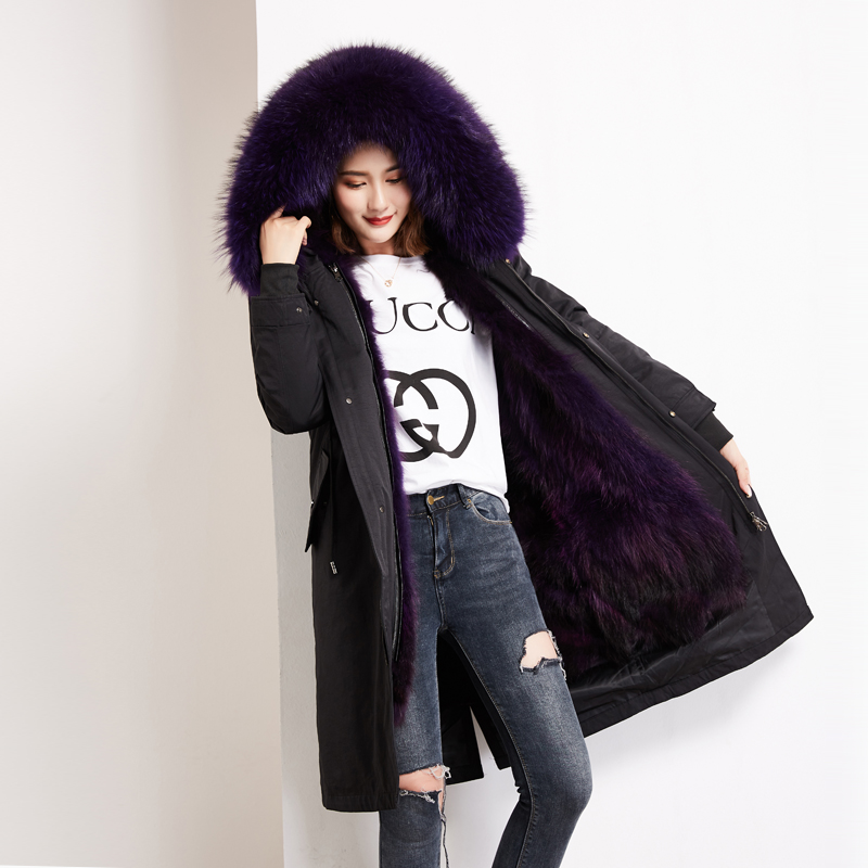 MWFur Real Fox Fur Men's Parkas Fox Fur Collar Hooded Detachable Winter Coat Woman Parka Jacket Para