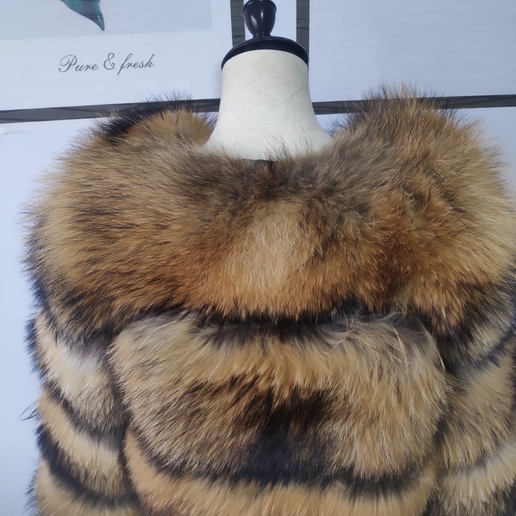 New Design Real Natural  Raccoon Fur Jacket Women Winter Fur Coat