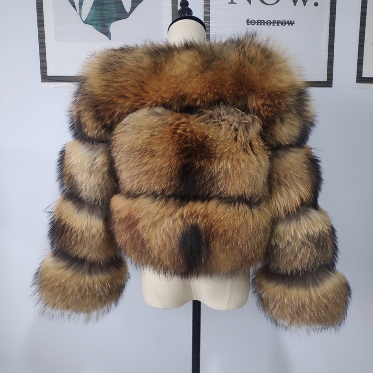 New Design Real Natural  Raccoon Fur Jacket Women Winter Fur Coat