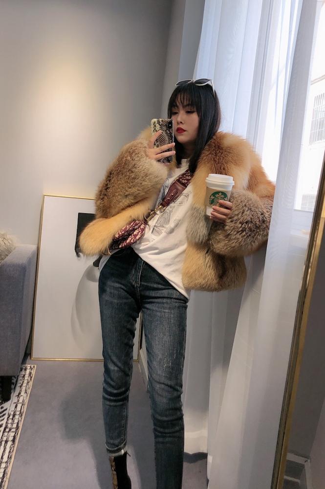 Top Sale Fashion Warm Winter Jacket for Women Thicken Soft High Quality Genuine Real Fur Coat fox fu