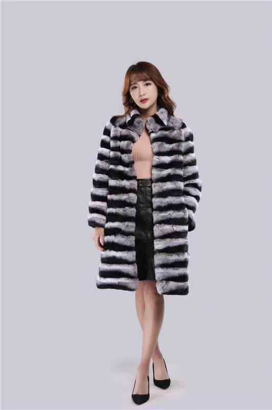 New Winter Clothes Ladies Real Fur Jacket Overcoat Women Chinchilla Rex Rabbit Fur Coats