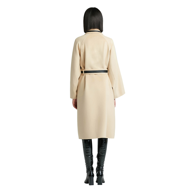 Women's casual  Wool Coat Slim Fashionable Long Women's Double-sided Coat  Wool Fabric coat with bel