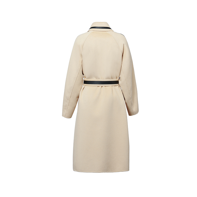 Women's casual  Wool Coat Slim Fashionable Long Women's Double-sided Coat  Wool Fabric coat with bel