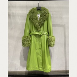 New colorful custom women genuine leather coat long leather coats for ladies