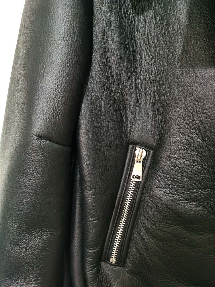 YR1002  Motorcycle lamb winter coat lined leather jacket women leather for ladies bomber fur jackets
