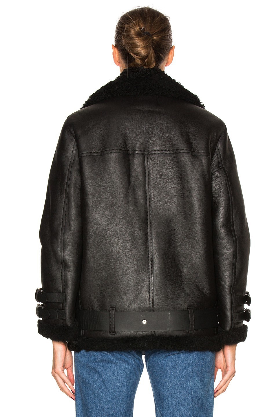 YR1002  Motorcycle lamb winter coat lined leather jacket women leather for ladies bomber fur jackets