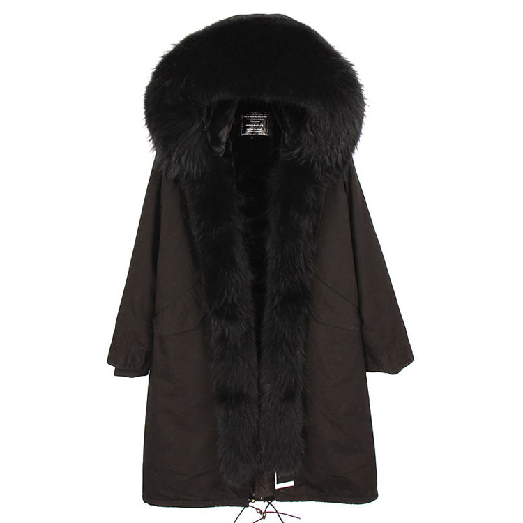 Super Warm Windproof Long Women's Winter Real Raccoon Fur Coat