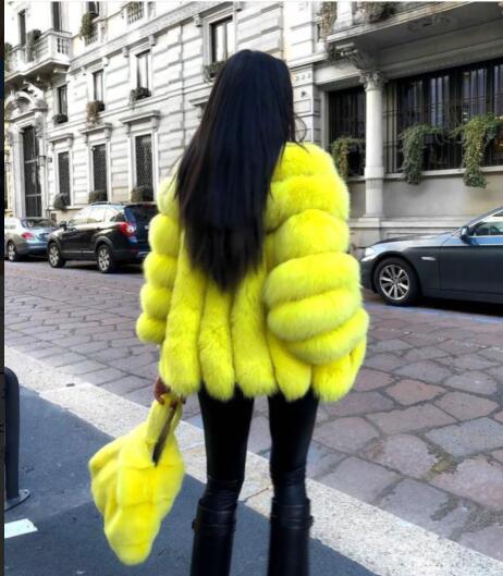 Custom Womens  Thick Warm Blue Fox Real Fur Coat Thick Jacket 2021 Winter Warm O-Neck Natural Fur wo