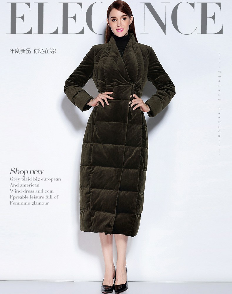 Hot Sale Young Women Ladies Warm Collar Ladies Down Coat Winter  Long Jacket With Belt and Lapel