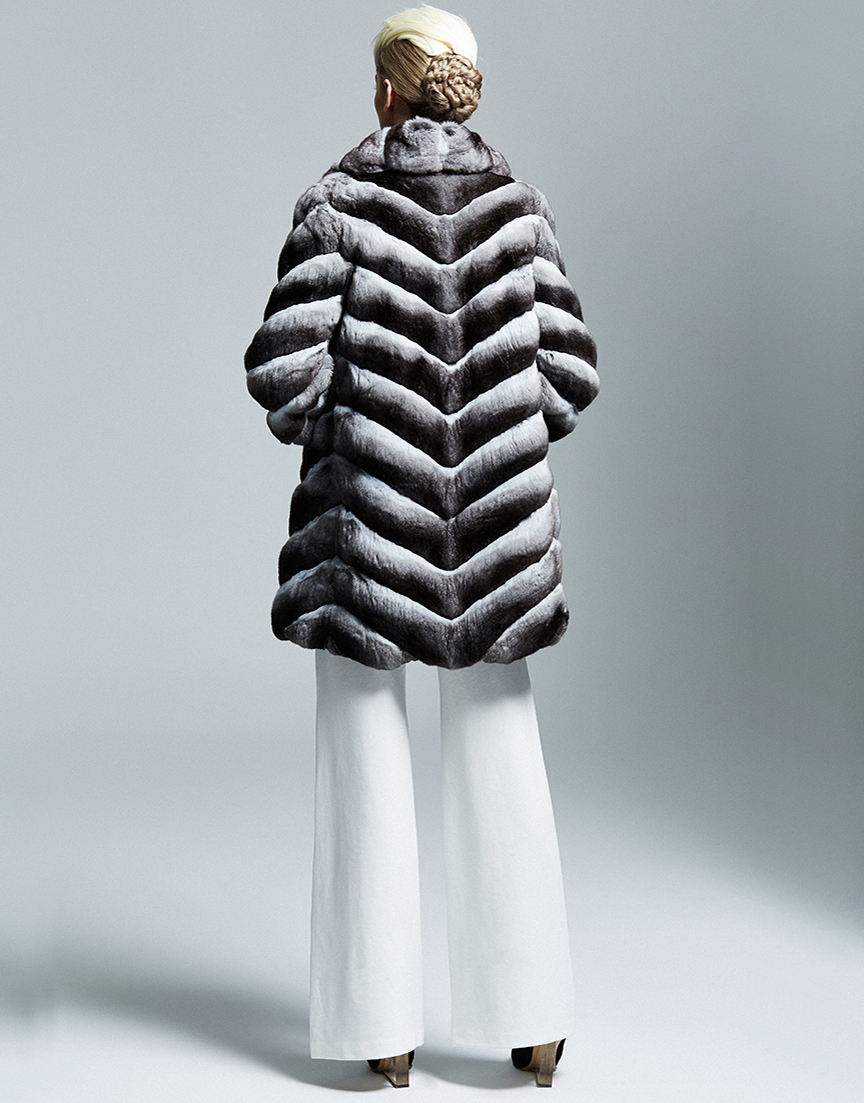 Genuine Chinchilla Rabbit Fur Jacket Coat for Women's