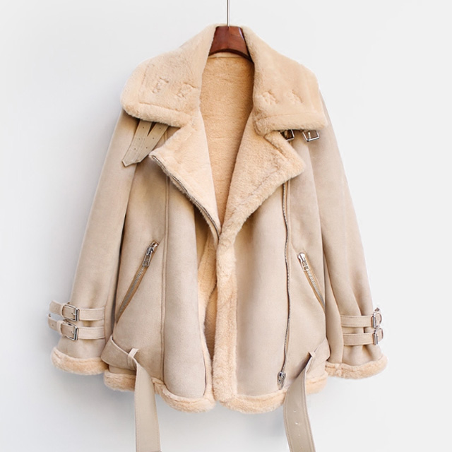 Luxury Natural Merino Sheepskin Leather Fur Shearling Coat Genuine Fur Jacket Women's Clothing