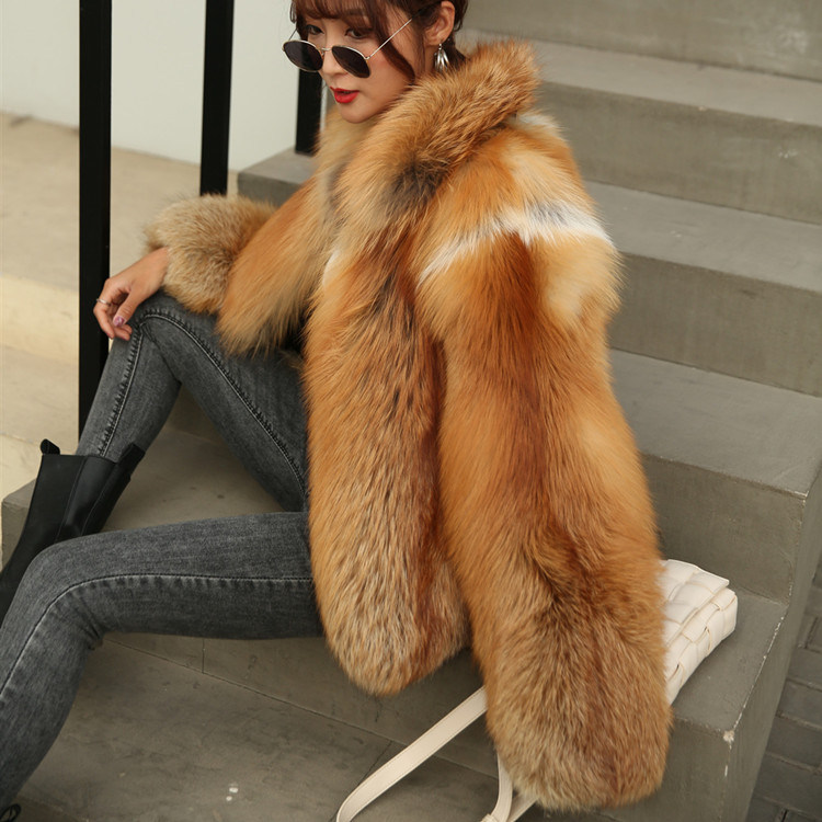 2021 New Arrival Genuine Fox Fur Jacket Women Fluffy Real Fox Fur Coat for Winter
