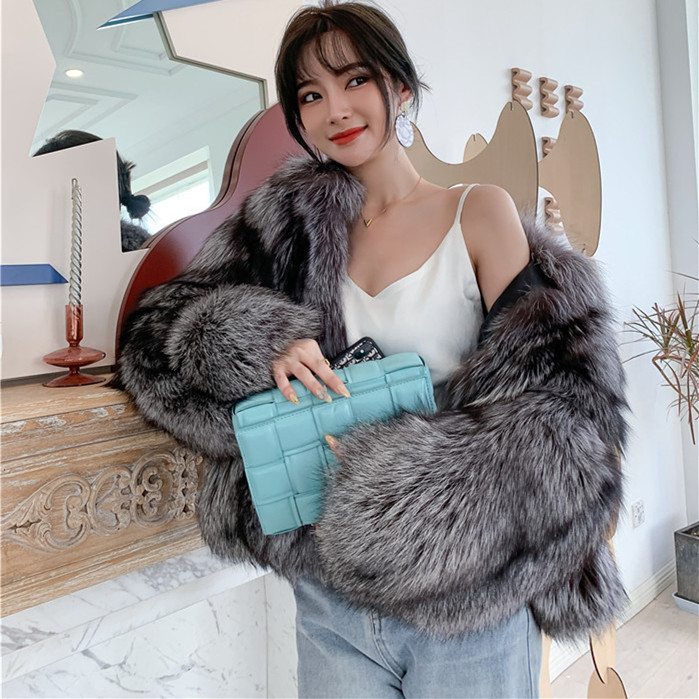 2021 New Arrival Genuine Fox Fur Jacket Women Fluffy Real Fox Fur Coat for Winter