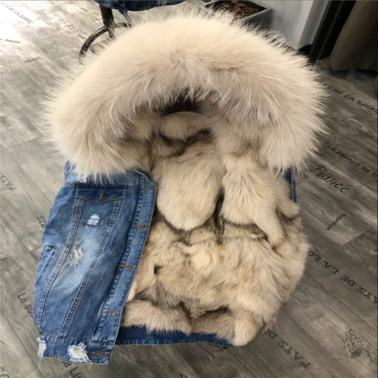 2021 winter new real fur coat jacket women hooded warm fox fur liner coat  parkas fox fur coat