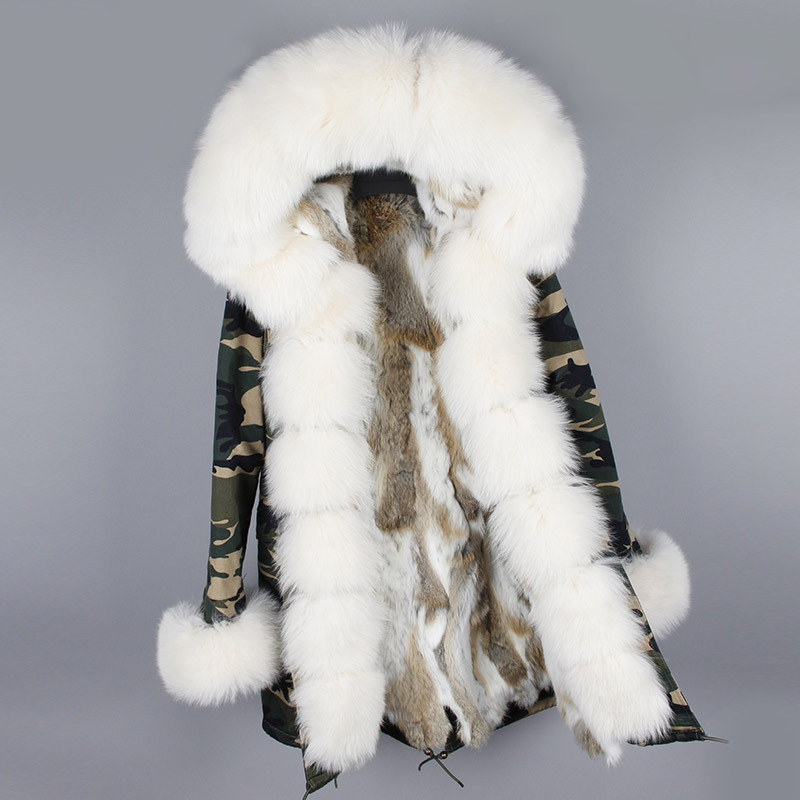 Women Hooded Fur Liner Jacket Coats Parkas With Big Fur Collar