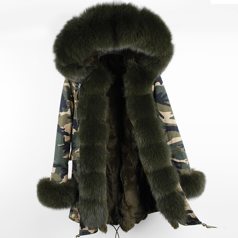 Women Hooded Fur Liner Jacket Coats Parkas With Big Fur Collar